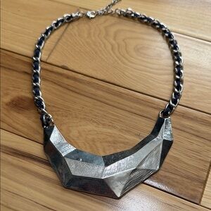 Modern Silver and Navy Statement Necklace